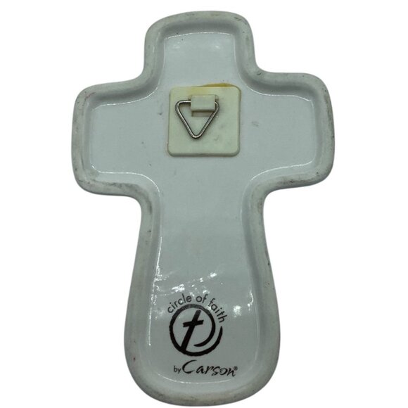 Vtg God Loves Us Religious Cross Wall Decor Carson Ceramic 5" God's Love - Picture 2 of 3